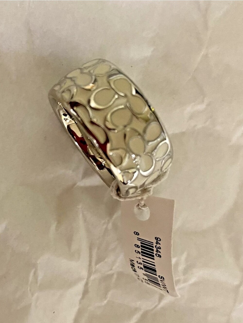 Coach Gold- With Silver Under Tones Textured Size 6 Women's Band Ring Bag ,Box